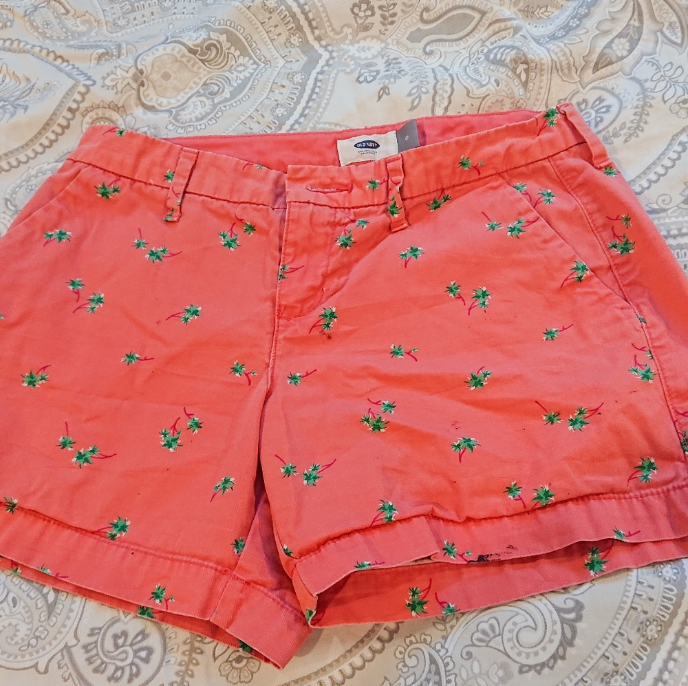Old Navy Coral Palm Tree Shorts